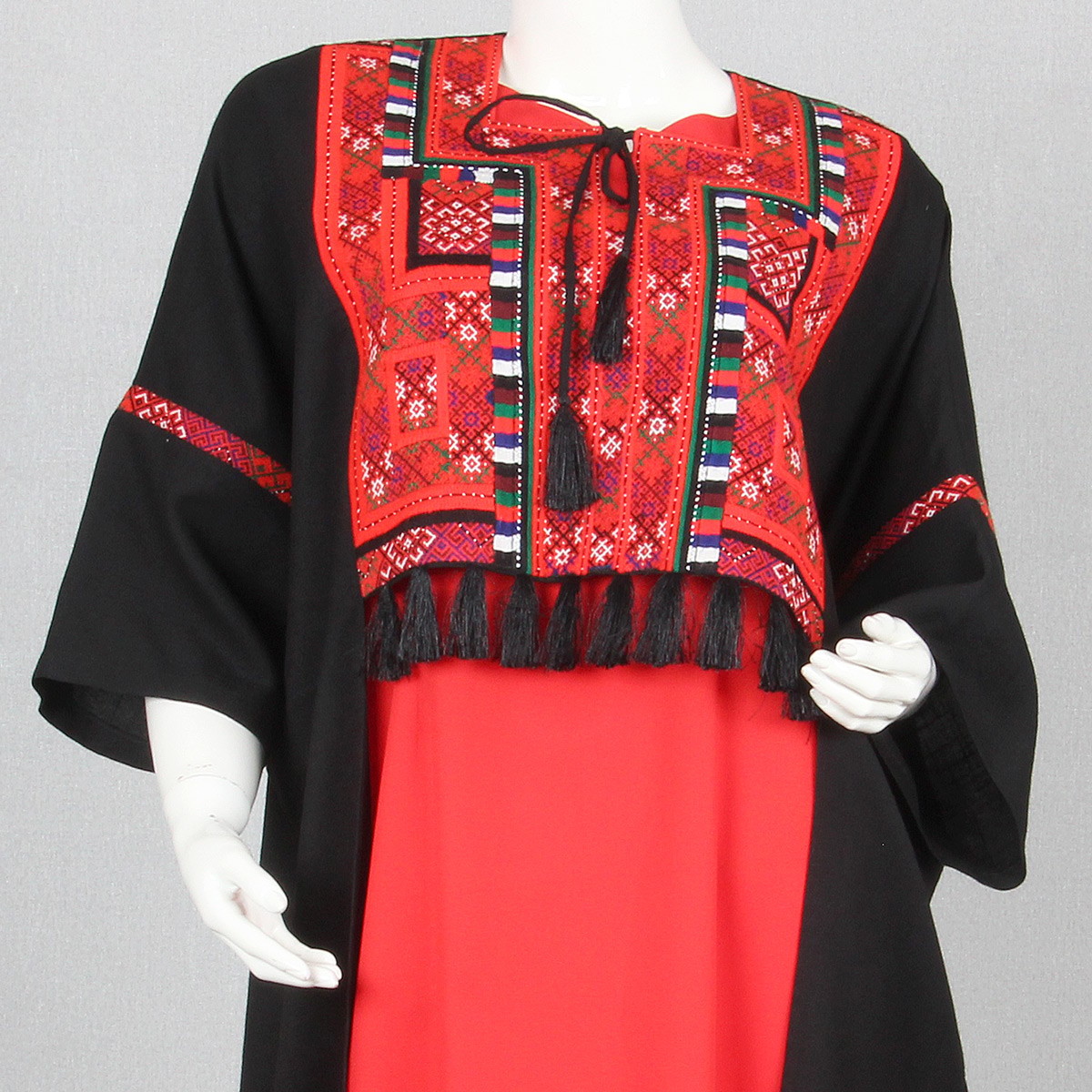 Black Kochi Cross-Stitch Embroidered Dress | 2-Piece Crepe Traditional Dress 2