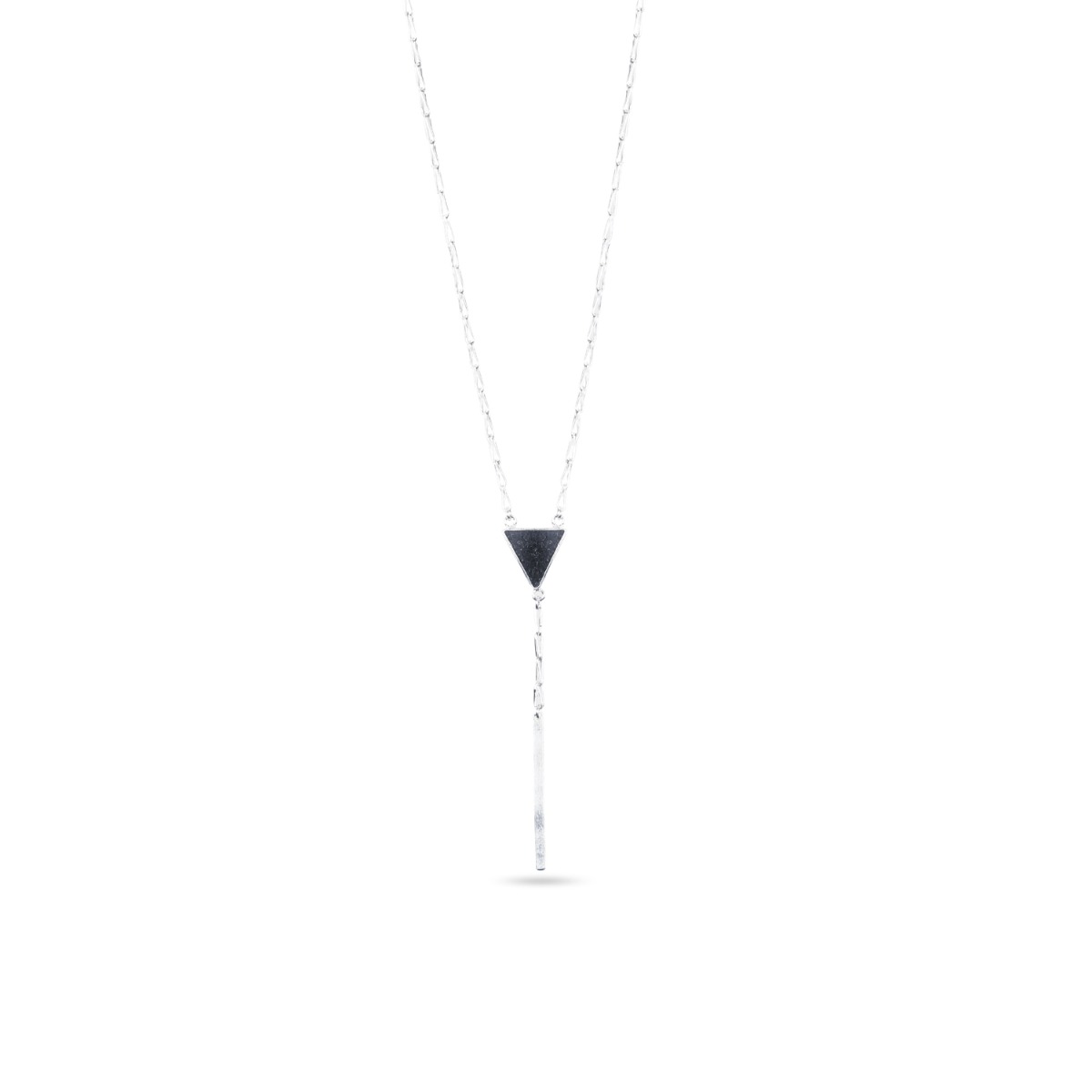 Black Tourmaline Jewelry Set | Silver Triangle Pendant, Earrings, Ring & Bracelet 2
