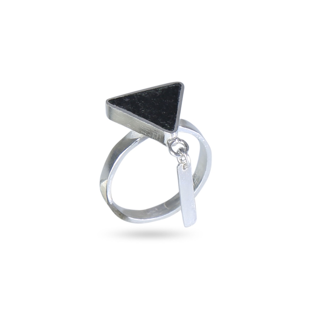 Black Tourmaline Jewelry Set | Silver Triangle Pendant, Earrings, Ring & Bracelet 5