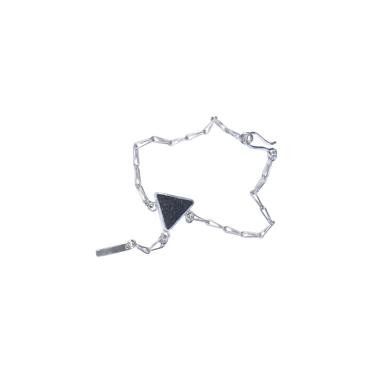 Black Tourmaline Bracelet | Silver Triangle Stone Bracelet 2