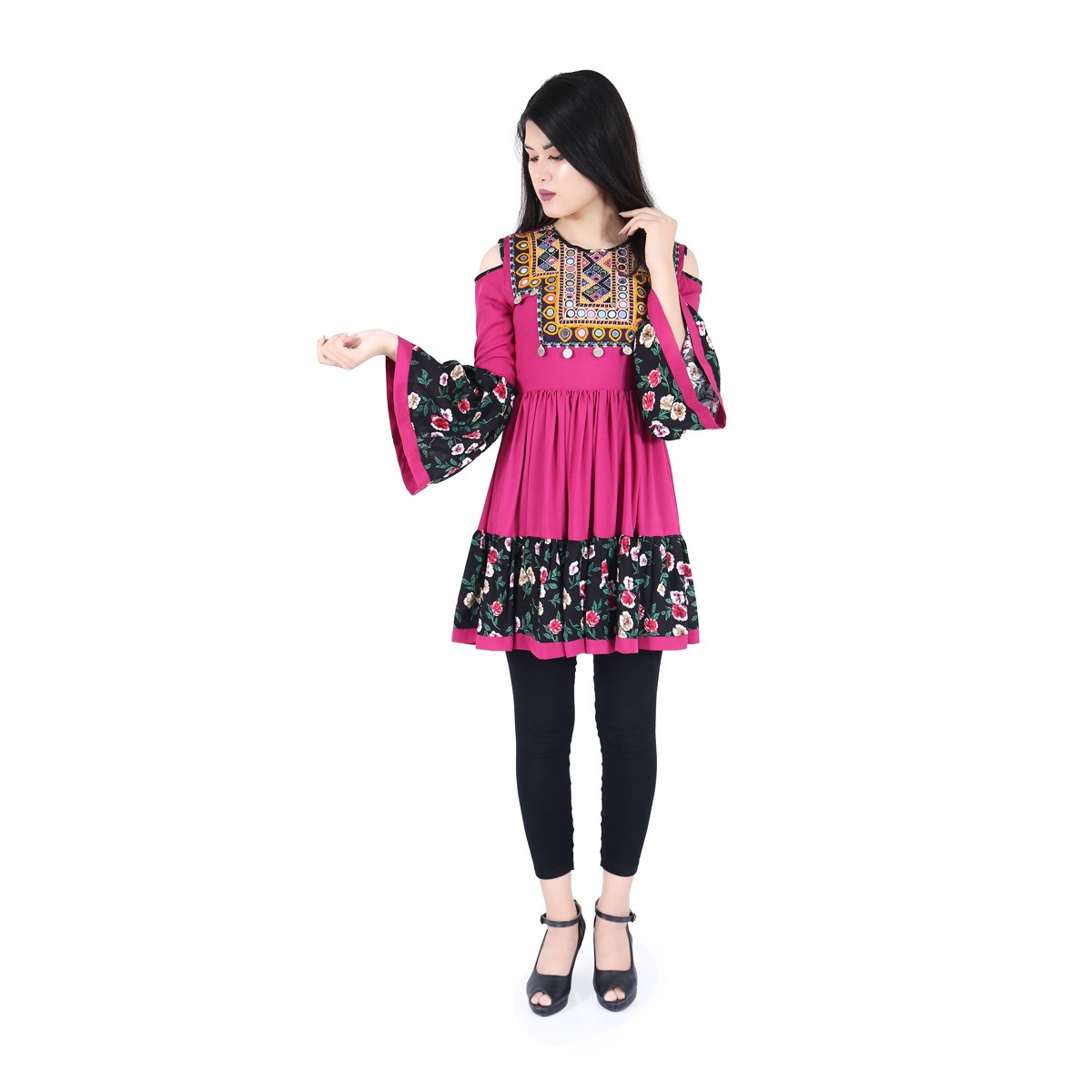 Afghan Pink Short Dress 1