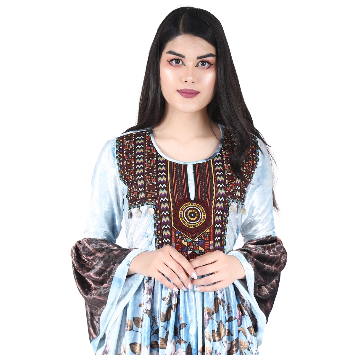 Afghan baby Blue Short Dress 2