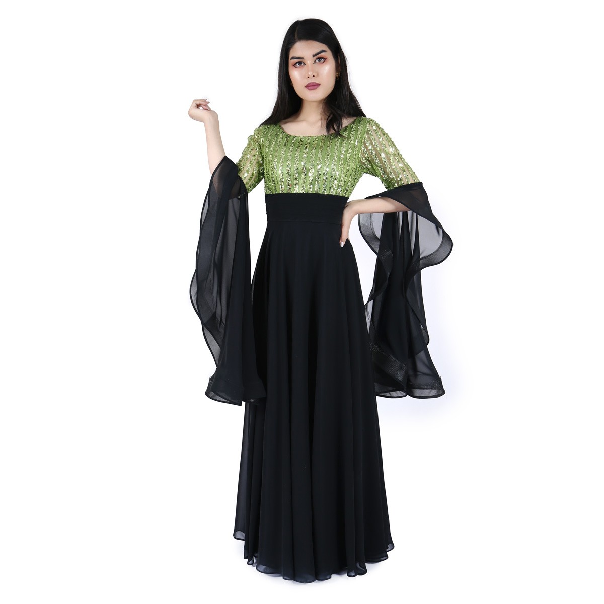 Afghan Long Dress - Black 1