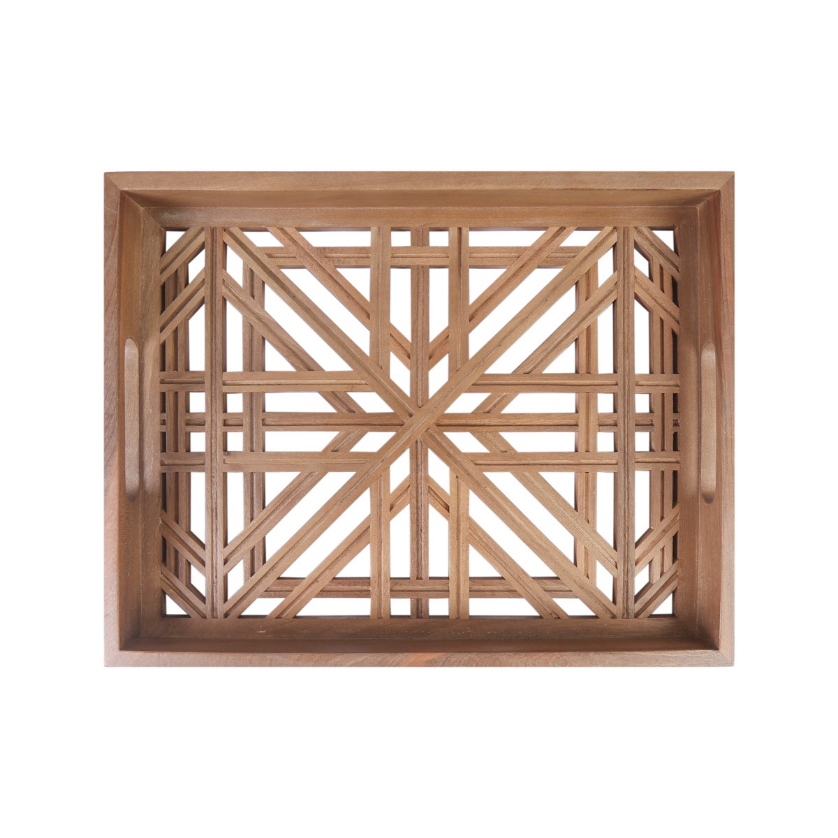 Walnut Carved Tray | Rectangle Cut Design Tray 2