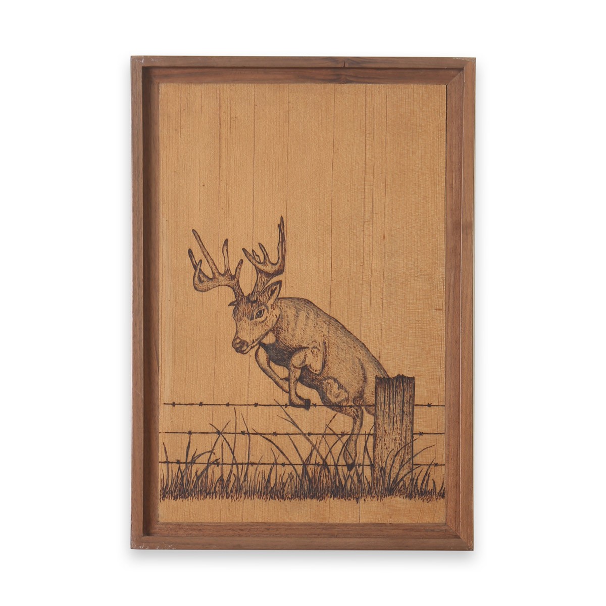 Deer Artwork on Walnut | Wall Hanging Artwork 1