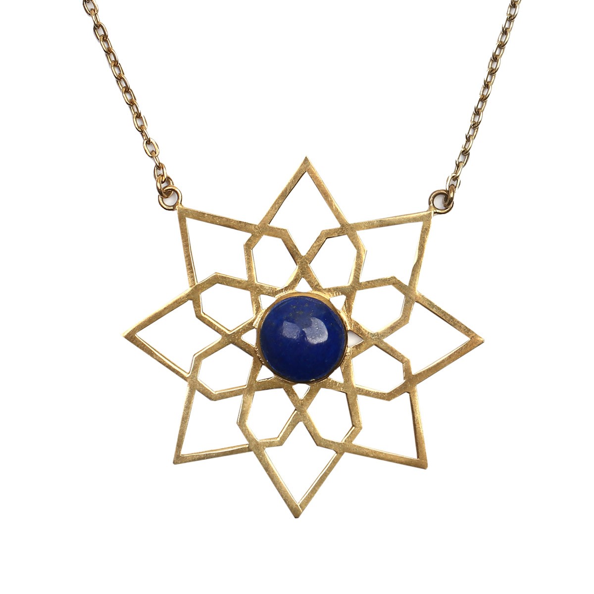 Lapis Stone Floral Jewelry Set | Bronze Pendant, Earrings 2