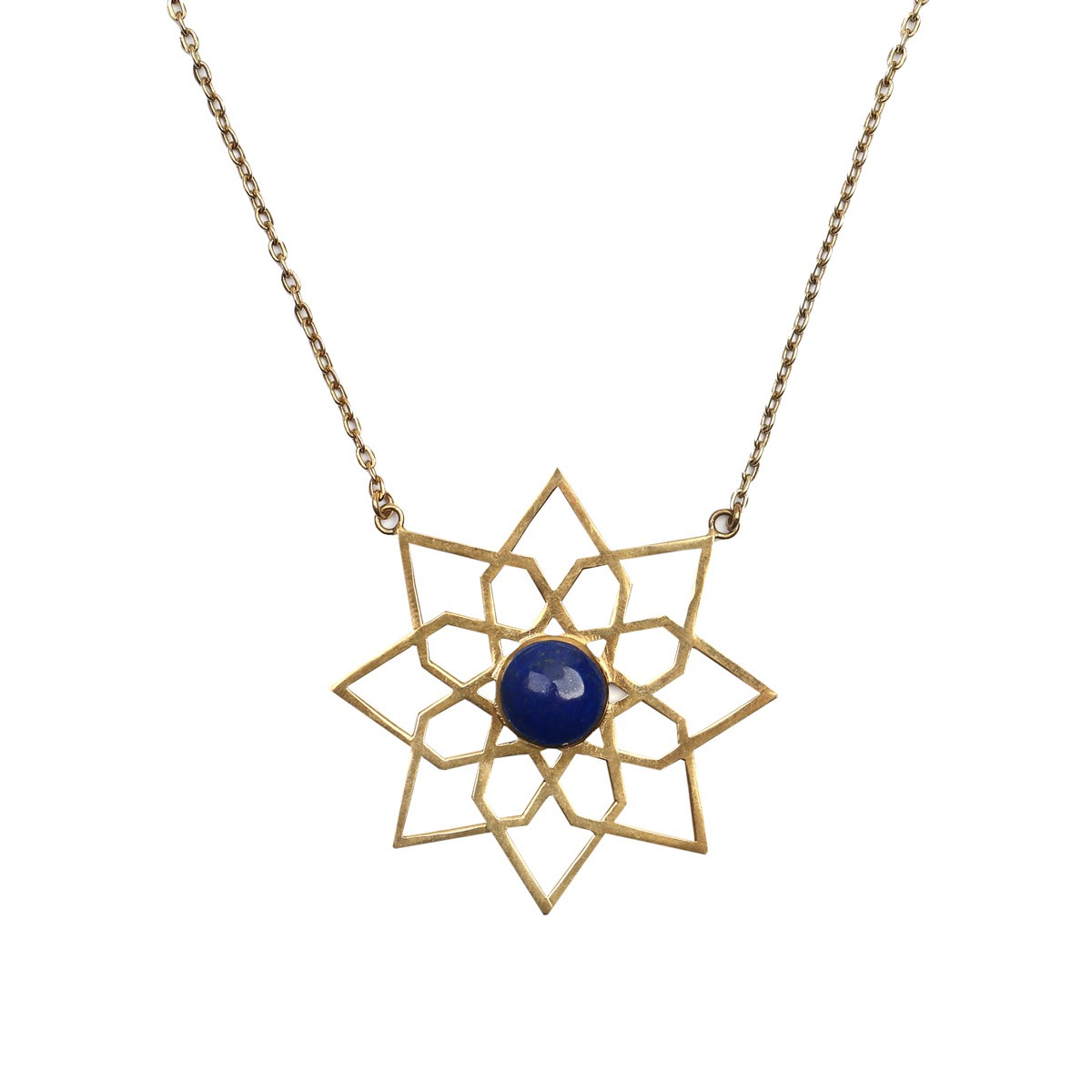 Lapis Lazuli Floral Pendant | Bronze Drop Locket  1