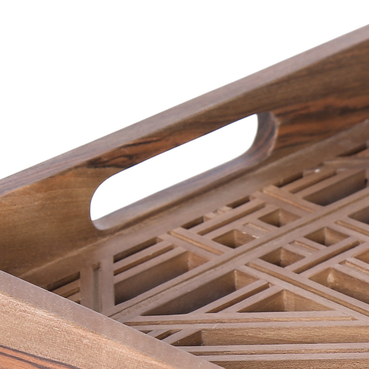 Walnut Rectangle Serving Tray | Wooden Cut Design Tray 4