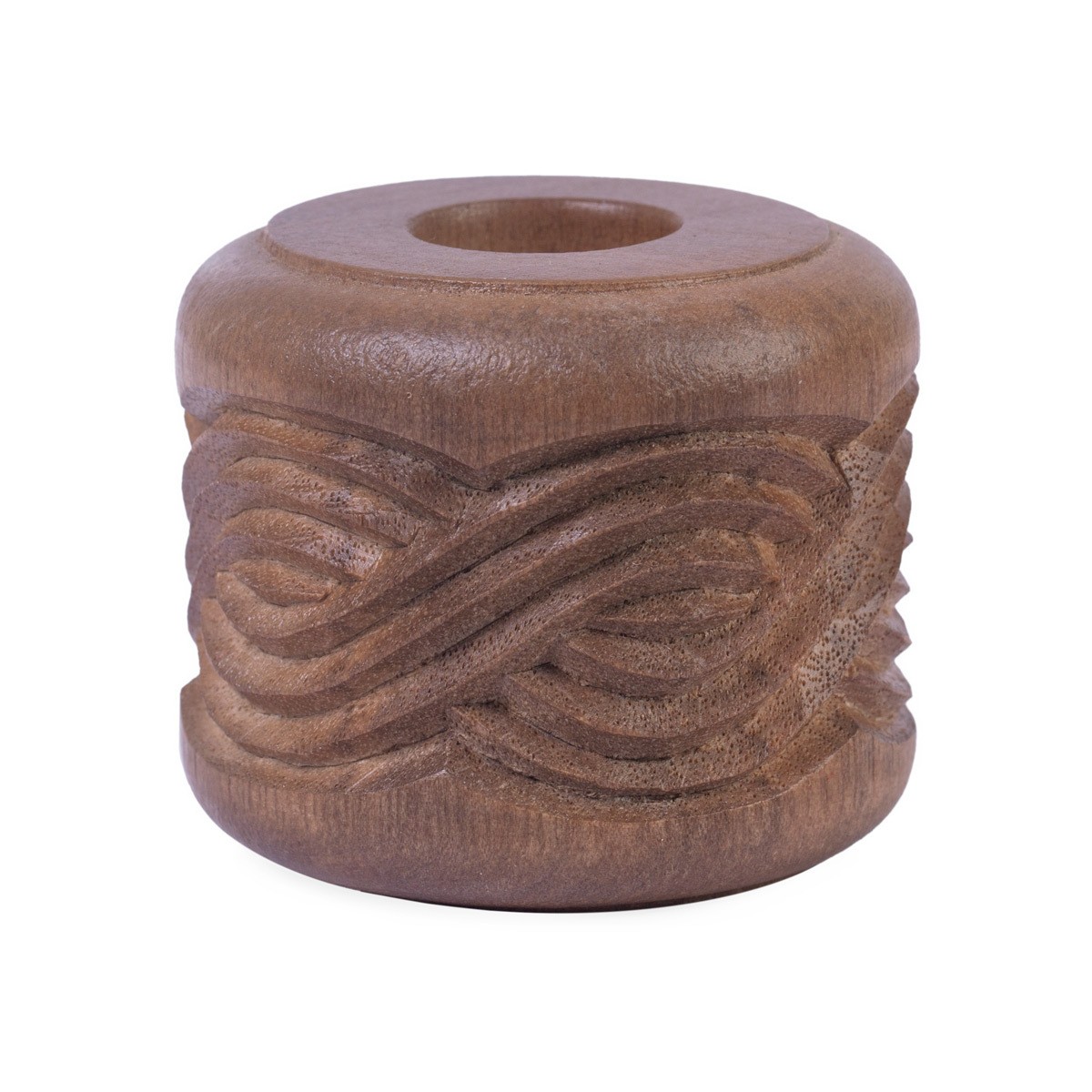 Walnut Round Candleholder | Fine Carved Nuristani Candle Holder 1