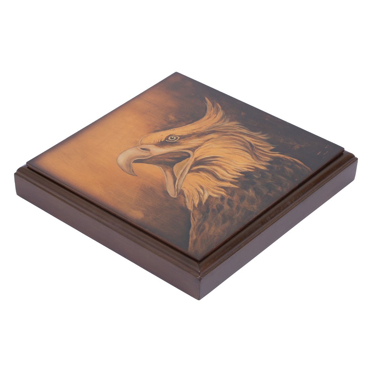 Eagle Painted Jewelry Box | Walnut Square Jewel Box 1