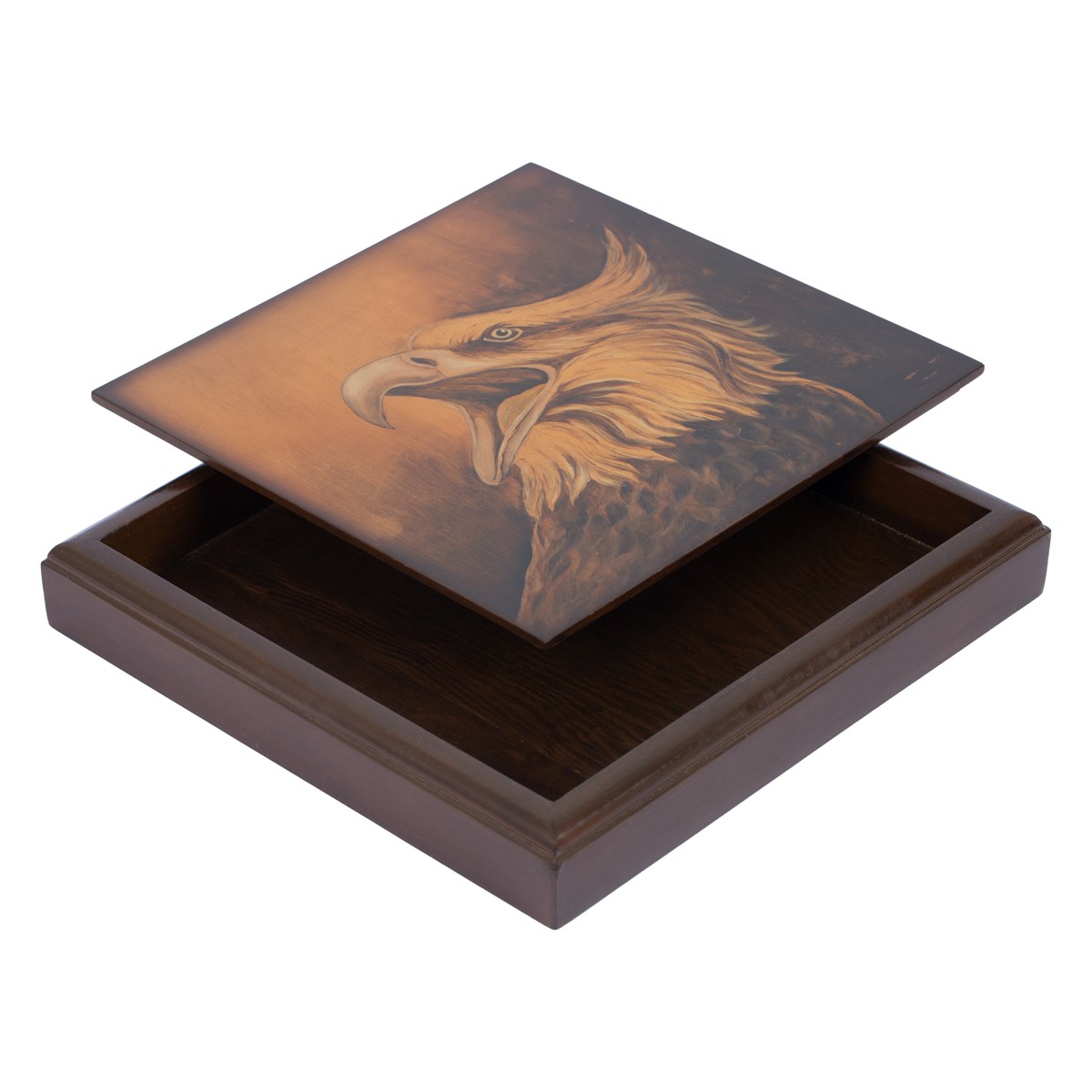 Eagle Painted Jewelry Box | Walnut Square Jewel Box 2