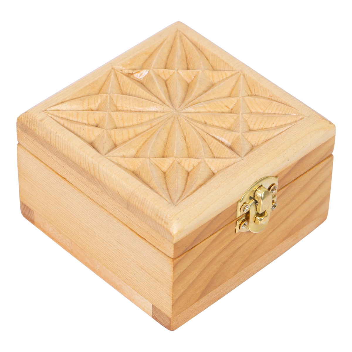 Square Wooden Watch Box | Carved Wooden Jewel Box 1