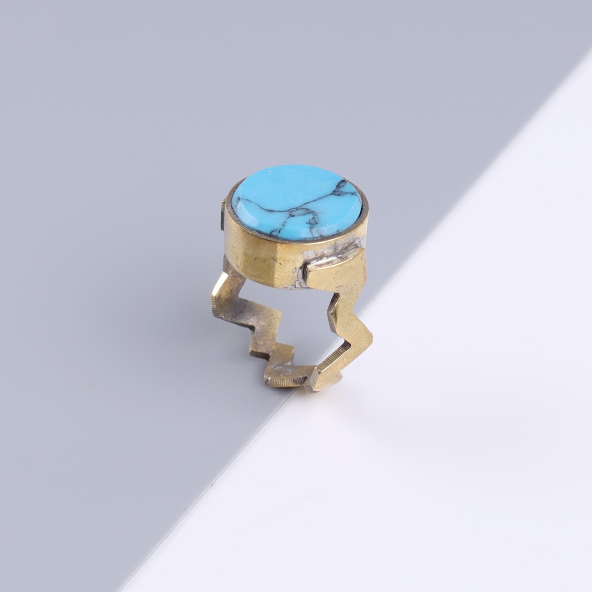 Turquoise Fancy Ring | Flat Round Ring 3