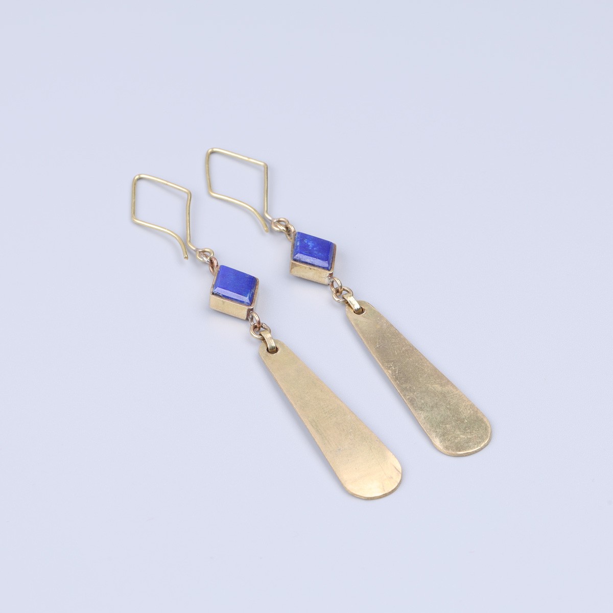 Lapis Lazuli Drop Earrings | Gold Plated Dangle Earrings 2