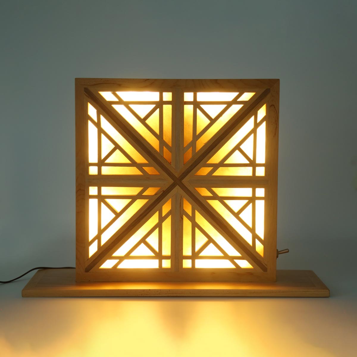 Archa Wood Handcrafted Lamp | Square Jali Panel Table Lamp 1