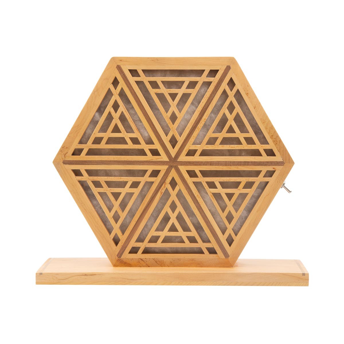 Archa Woodn Engraved Lamp Stand Set | Hexagonal Wooden Lamp Holder Set 4