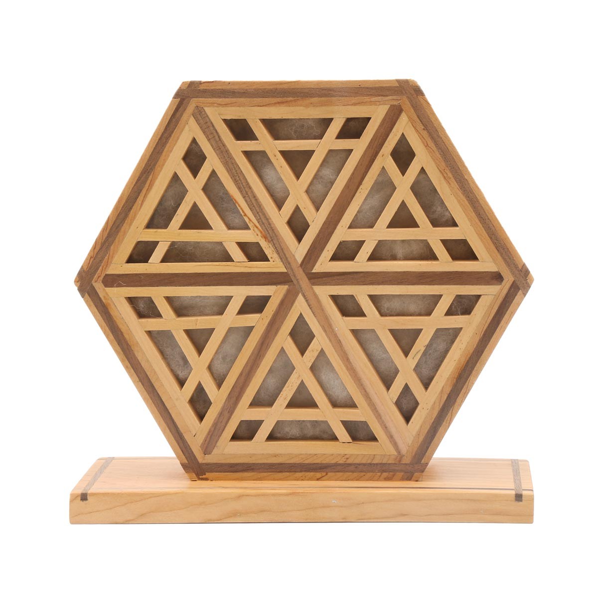 Archa Woodn Jali Lamp for Bed | Hexagonal Wooden Lamp Stand 2