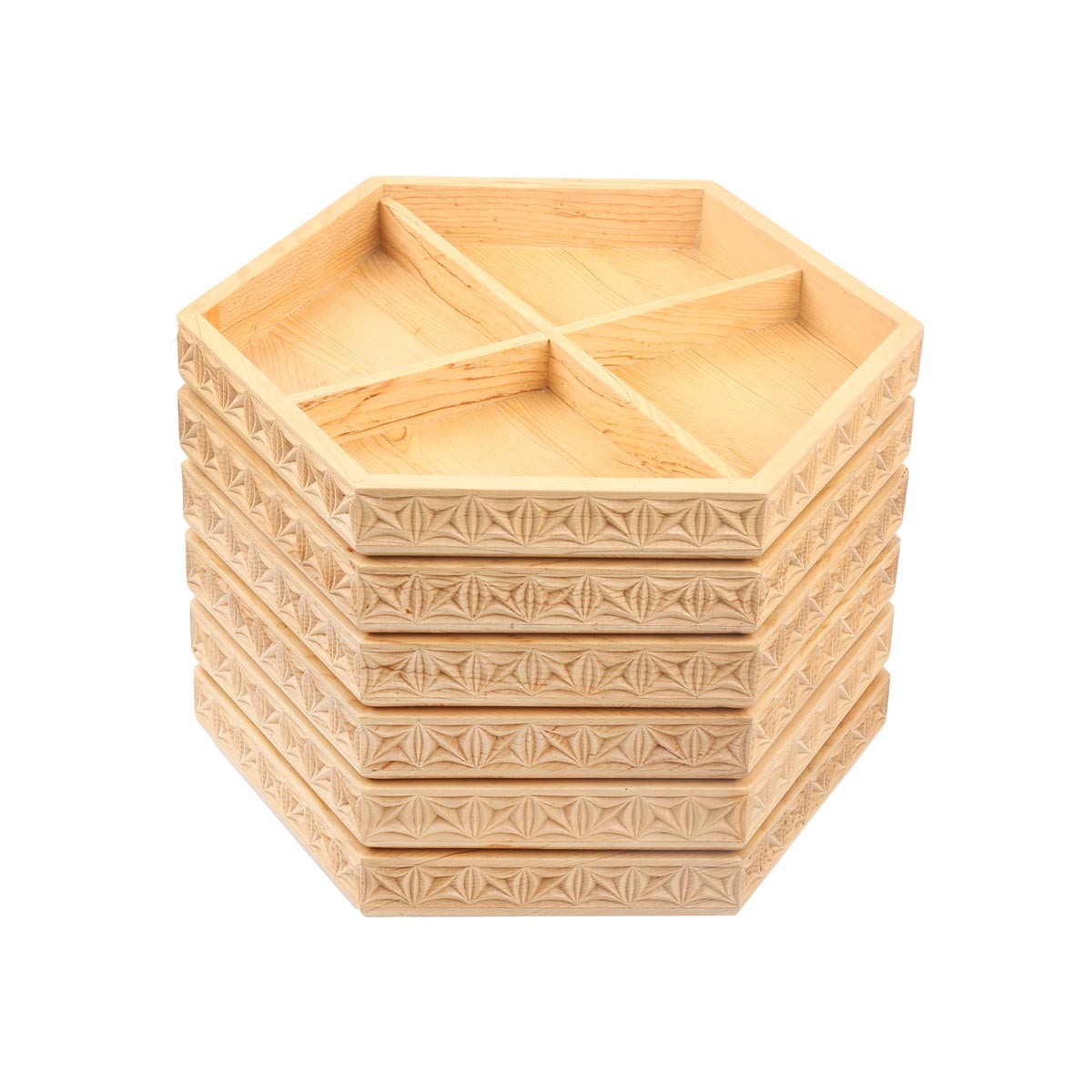 Archa Wood Dry Fruit Set | Hexagonal Candy Dish Set 2