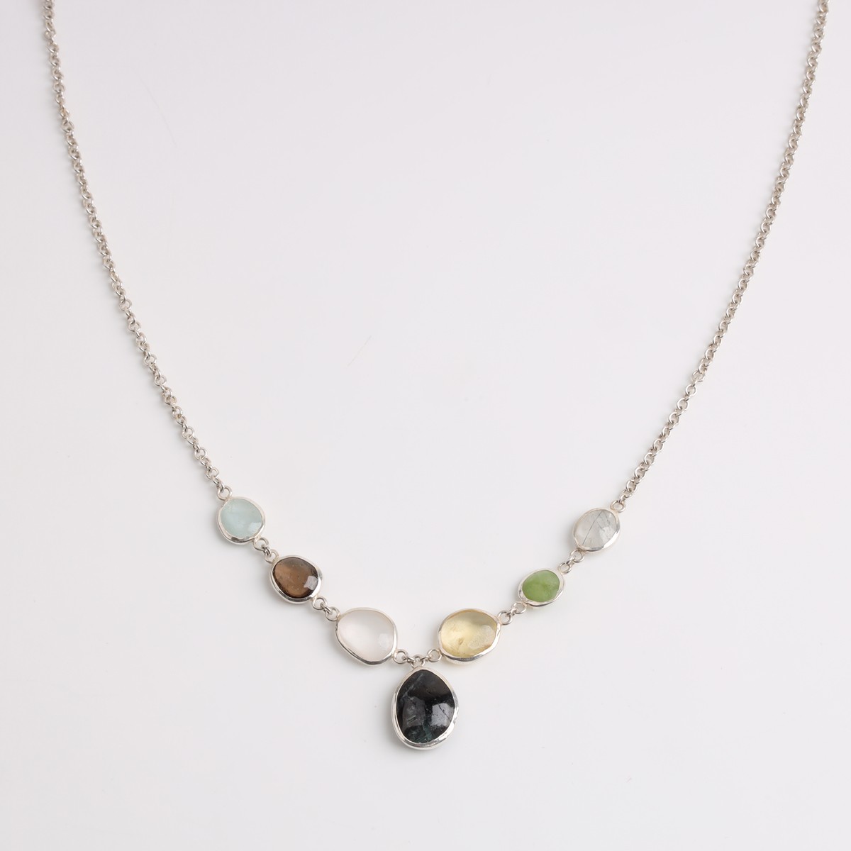 Silver Necklace with Natural Gemstones 3