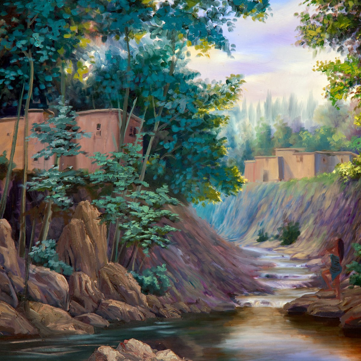 Village Spring Season Artwork | Rural House Painting 2