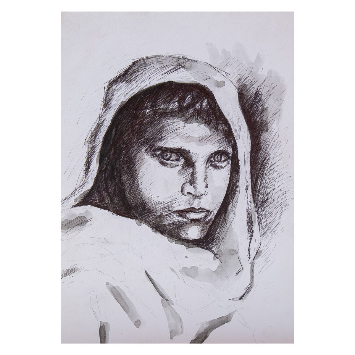 Black and White Girl Sketch |Water Color Artwork 1