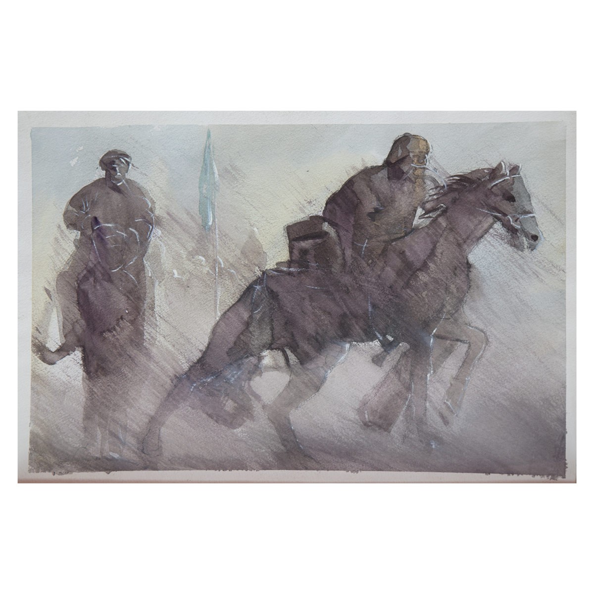 Buzkashi Artwork| Water Color Sketch Afghanistan 1