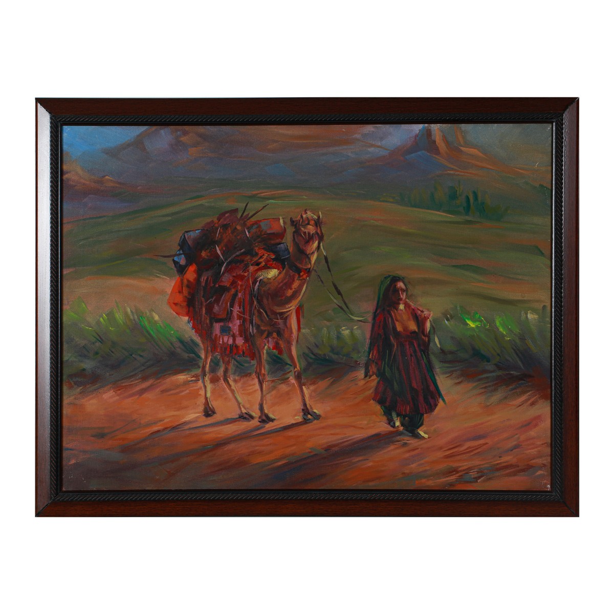 Kuchi Girl Portrait Artwork | Village Lady with Camel Painting 1