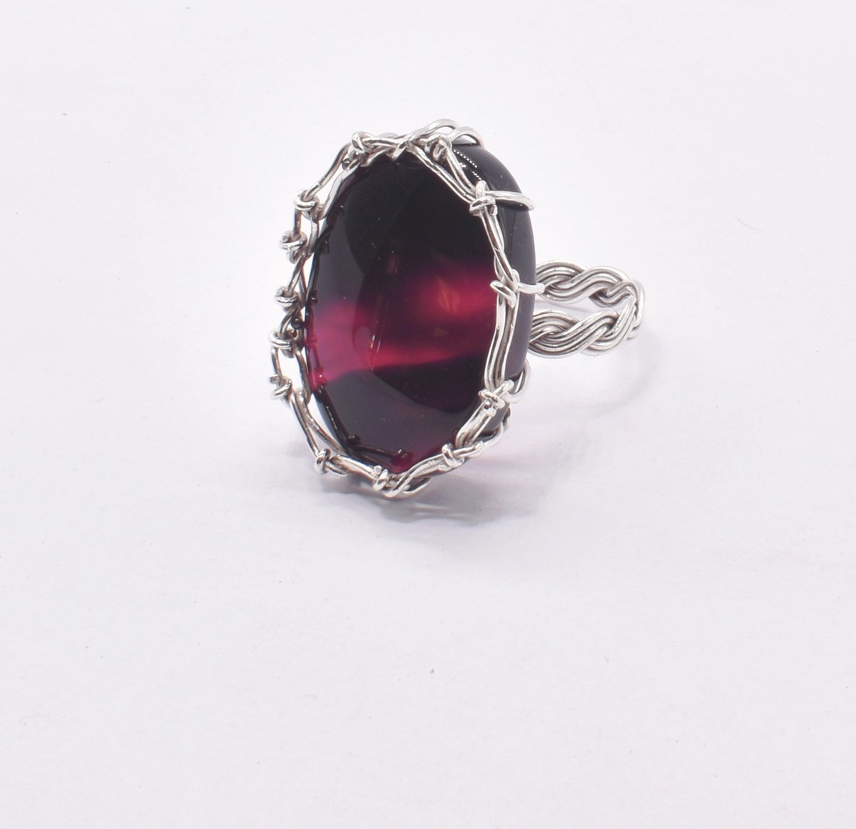 Red Agate Cameo Ring | Silver Oval Cut Ring 1