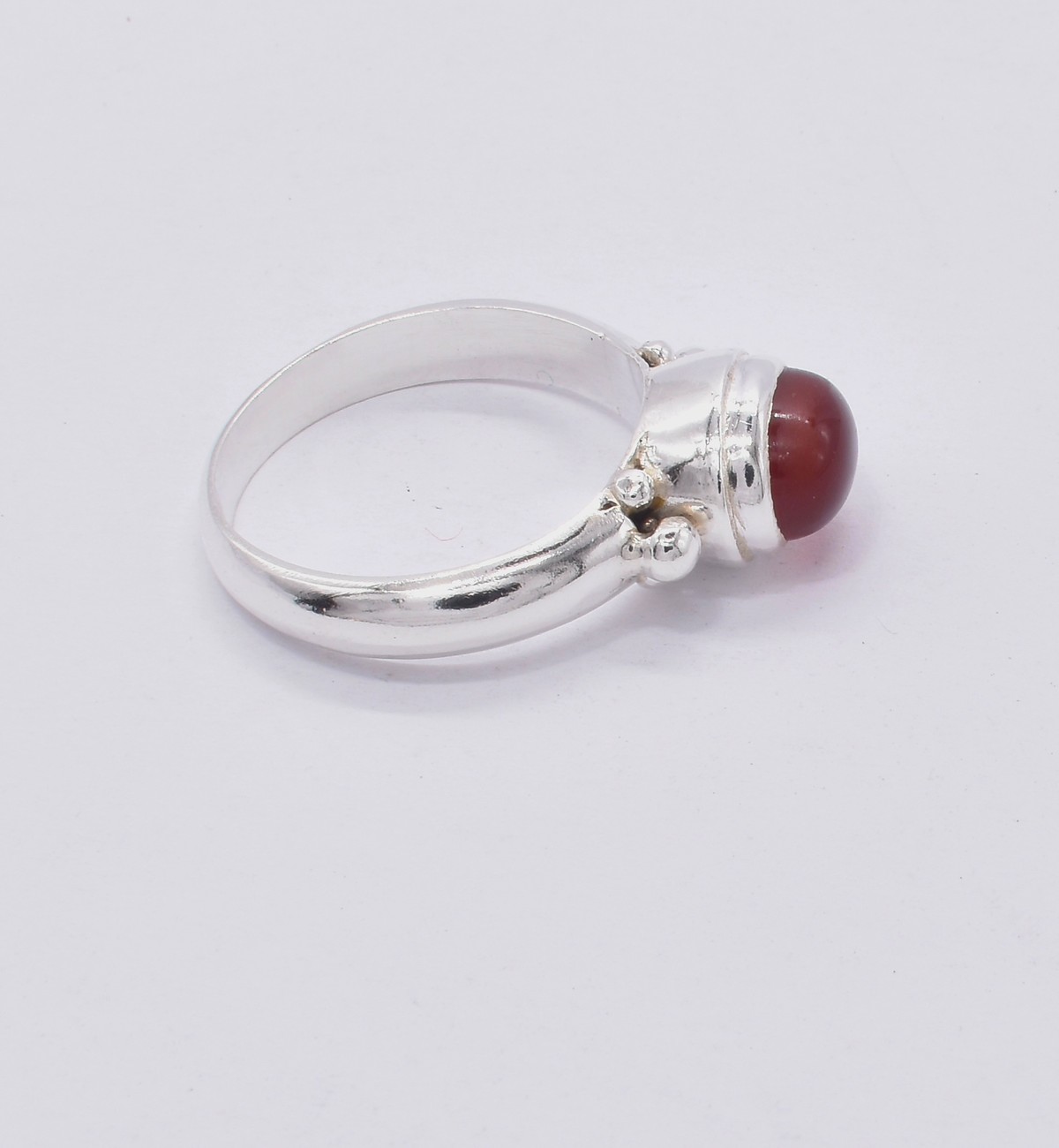 Maroon Agate Solitaire Ring | Silver Oval Men's Ring 3