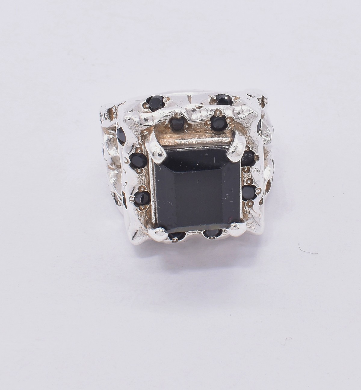 Black Tourmaline Ring Men | Silver Emerald Cut Men's Ring 1