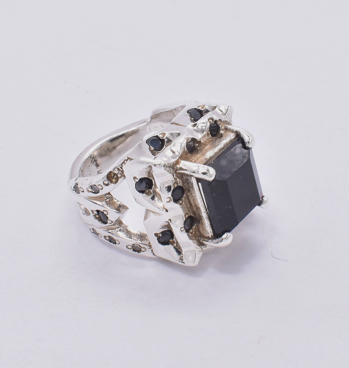 Black Tourmaline Ring Men | Silver Emerald Cut Men's Ring 2