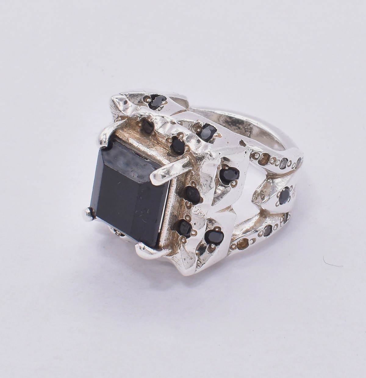 Black Tourmaline Ring Men | Silver Emerald Cut Men's Ring 3