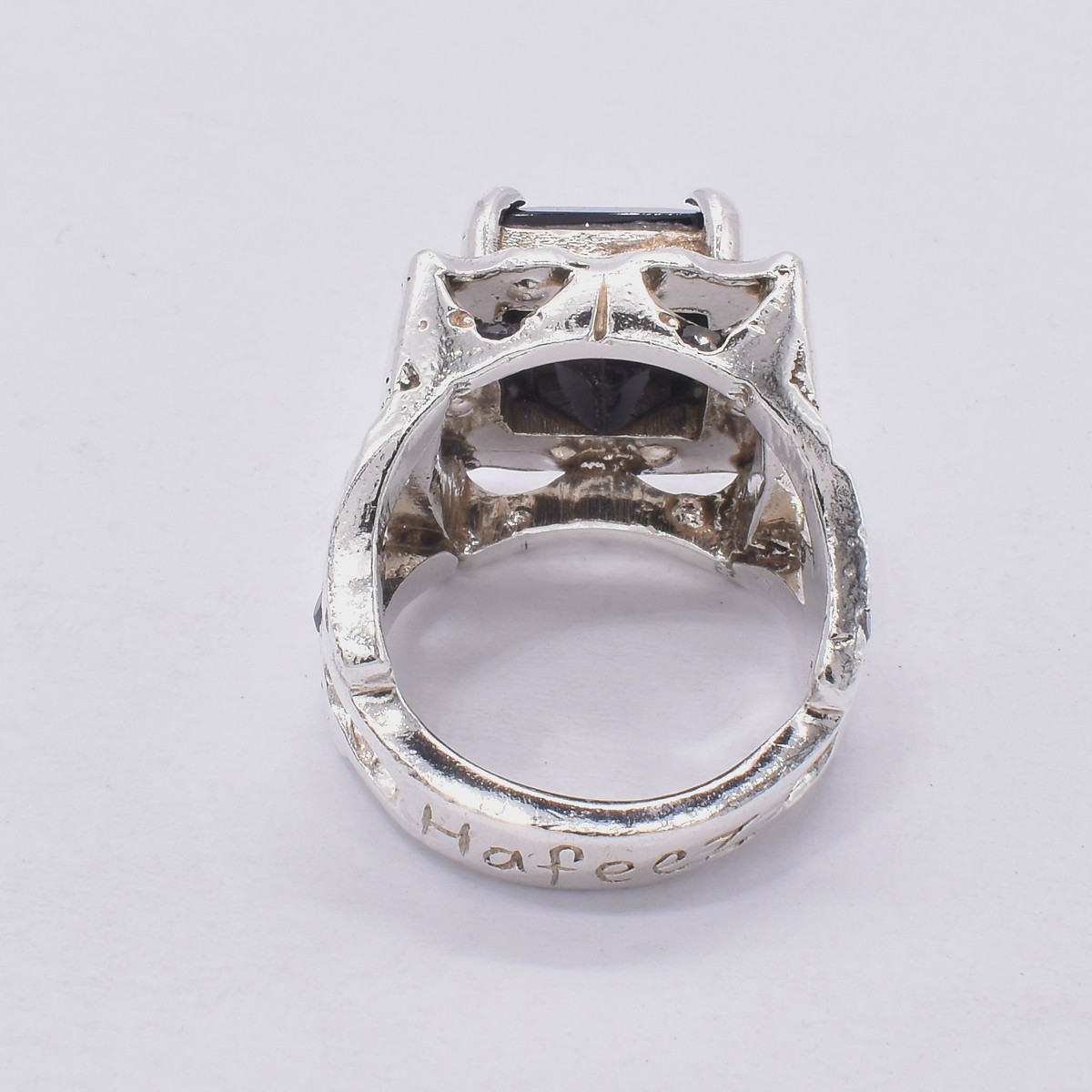 Black Tourmaline Ring Men | Silver Emerald Cut Men's Ring 4