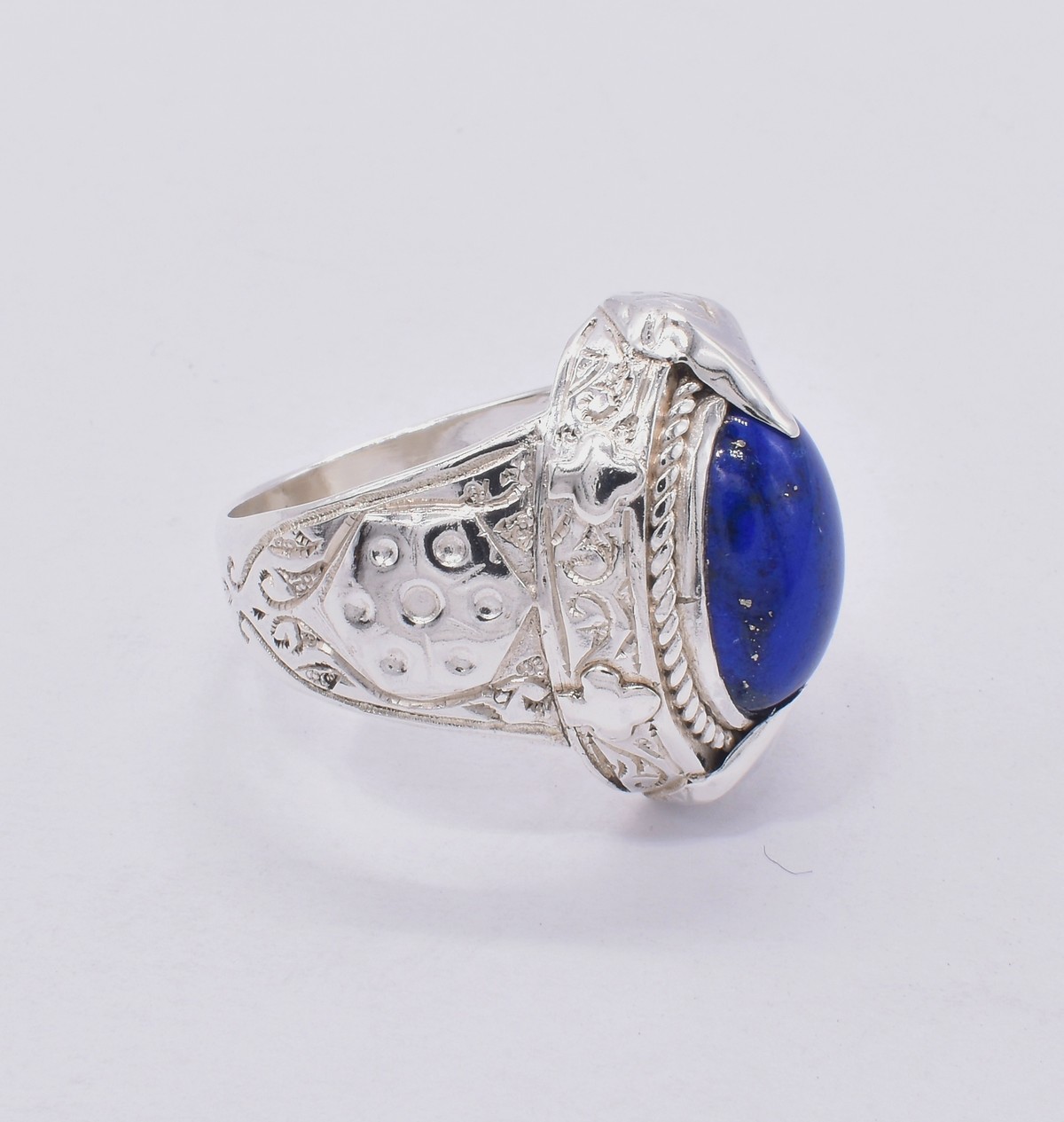 Lapiz Lazuli Classic Silver Ring | Handmade Vintage Style Men's Ring 2