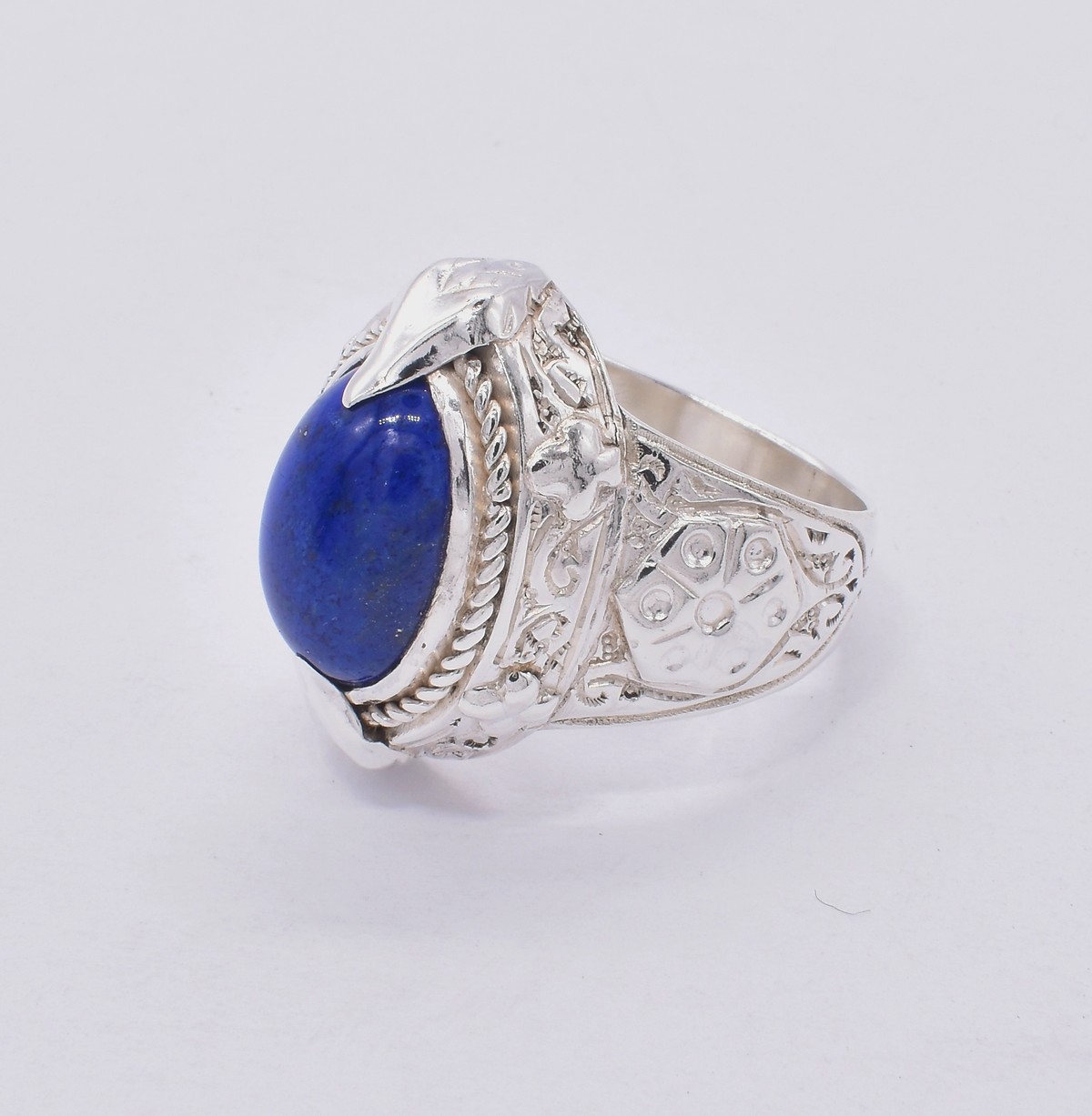 Lapiz Lazuli Classic Silver Ring | Handmade Vintage Style Men's Ring 3