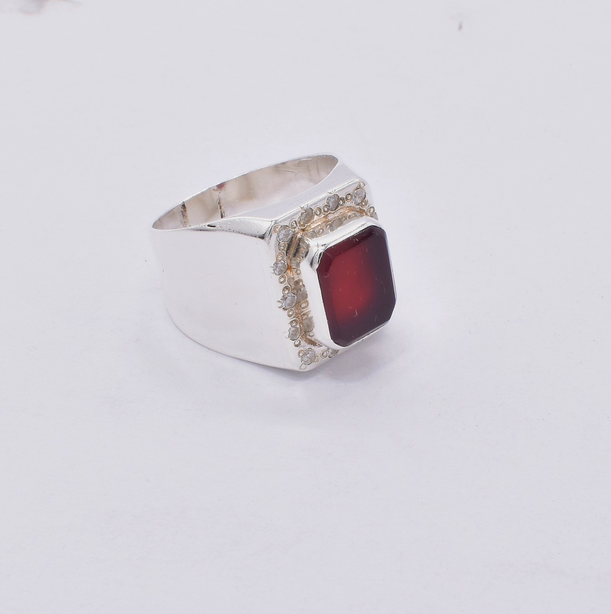 Red Agate Classic Men's Ring | Silver Handmade Vintage Ring 2