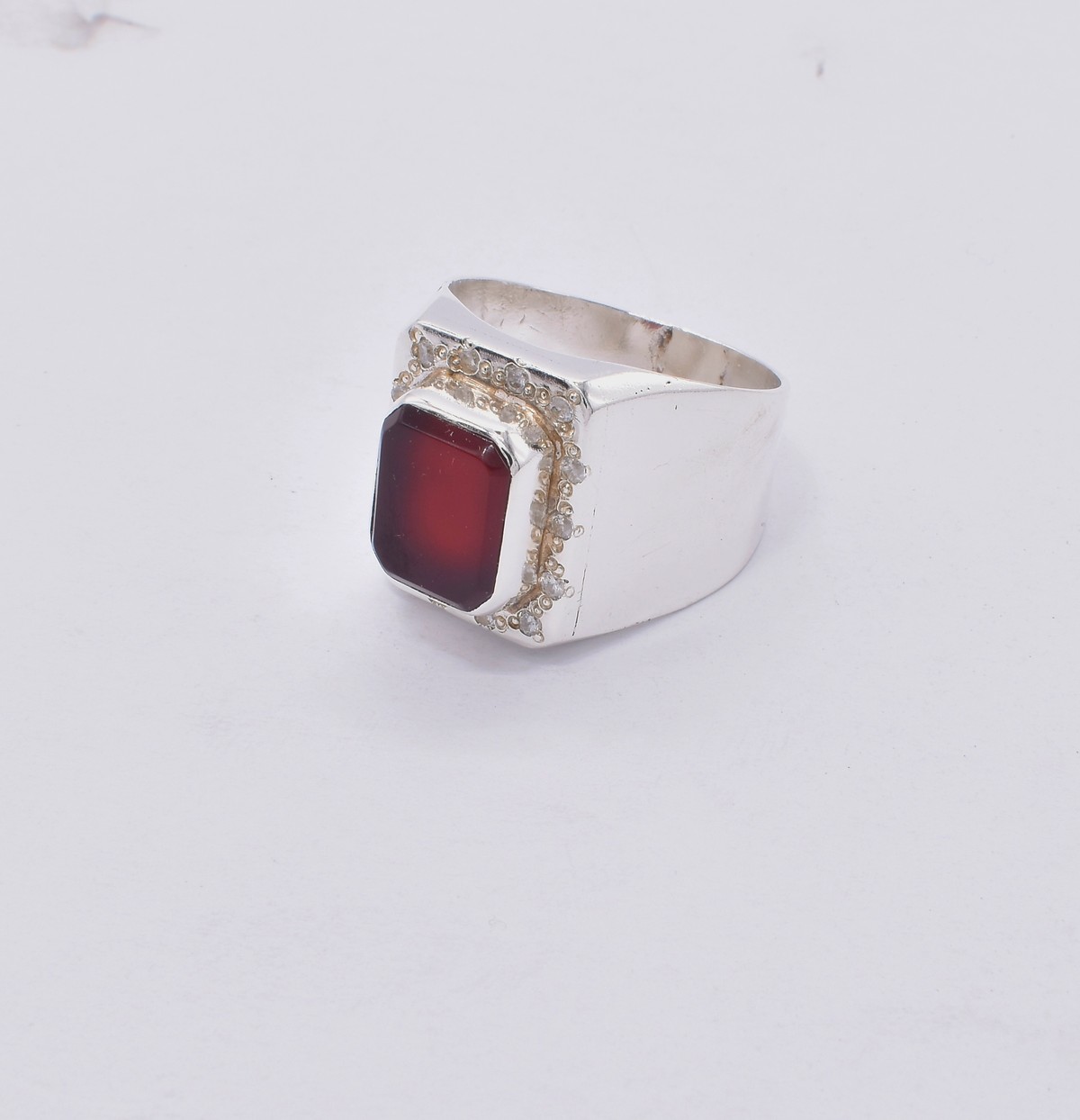 Red Agate Classic Men's Ring | Silver Handmade Vintage Ring 3