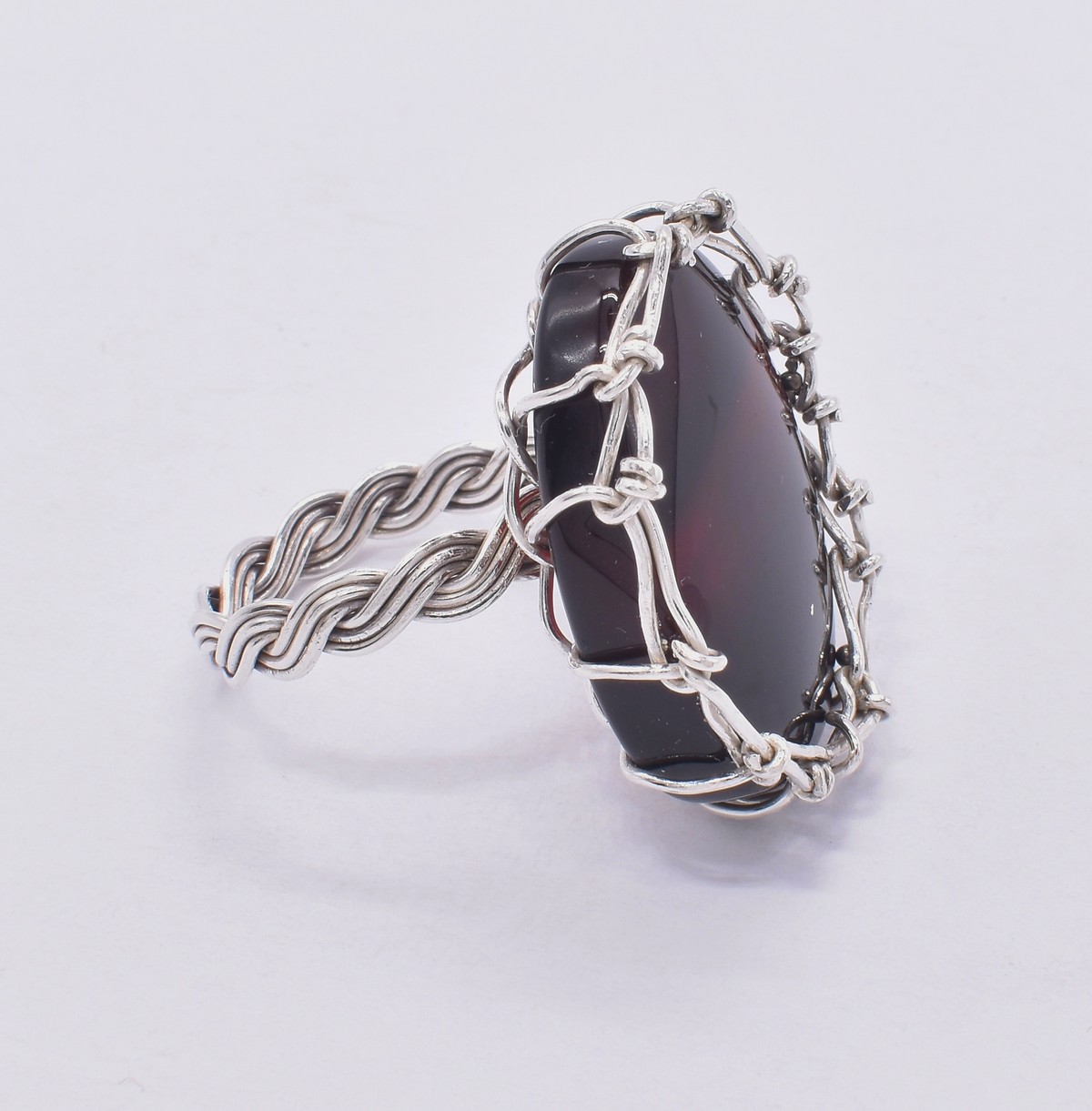 Red Agate Cameo Ring | Silver Oval Cut Ring 2