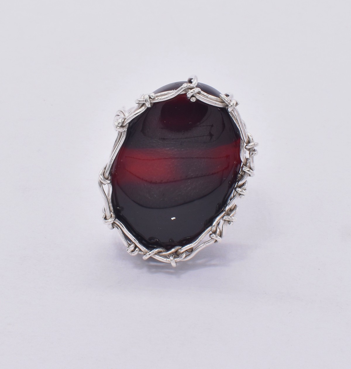 Red Agate Cameo Ring | Silver Oval Cut Ring 3