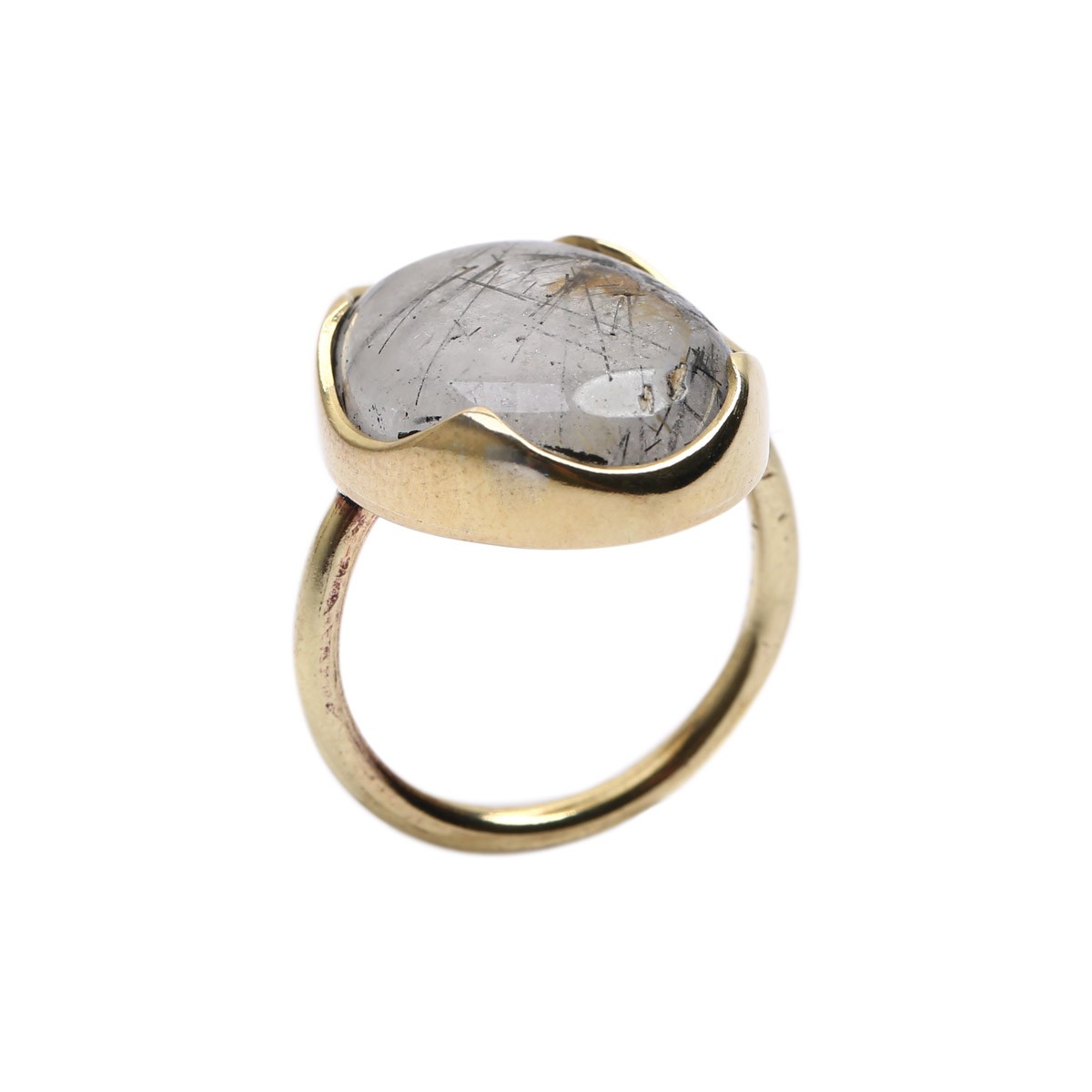 Hairy Quartz Oval Ring | Silver Gold Plated Ring 1