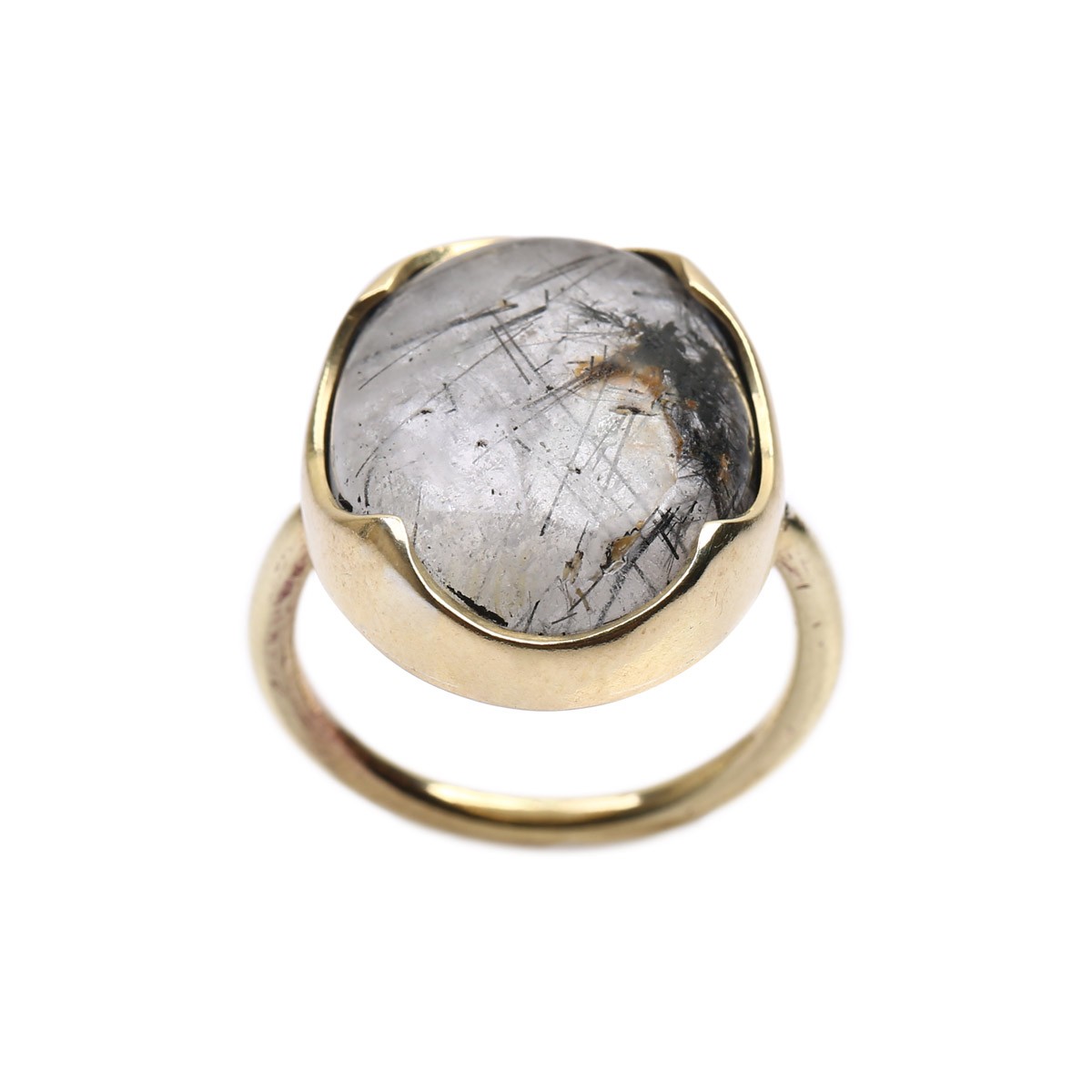 Hairy Quartz Oval Ring | Silver Gold Plated Ring 2