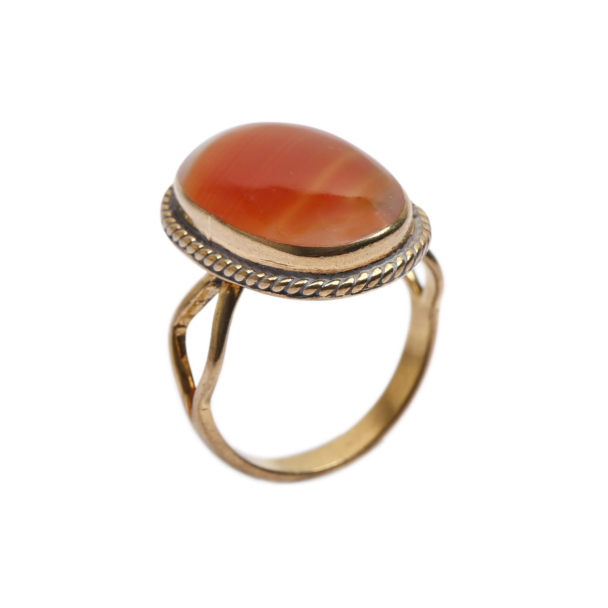 Red Agate Split Ring | Bronze Gold Plated Ring 1
