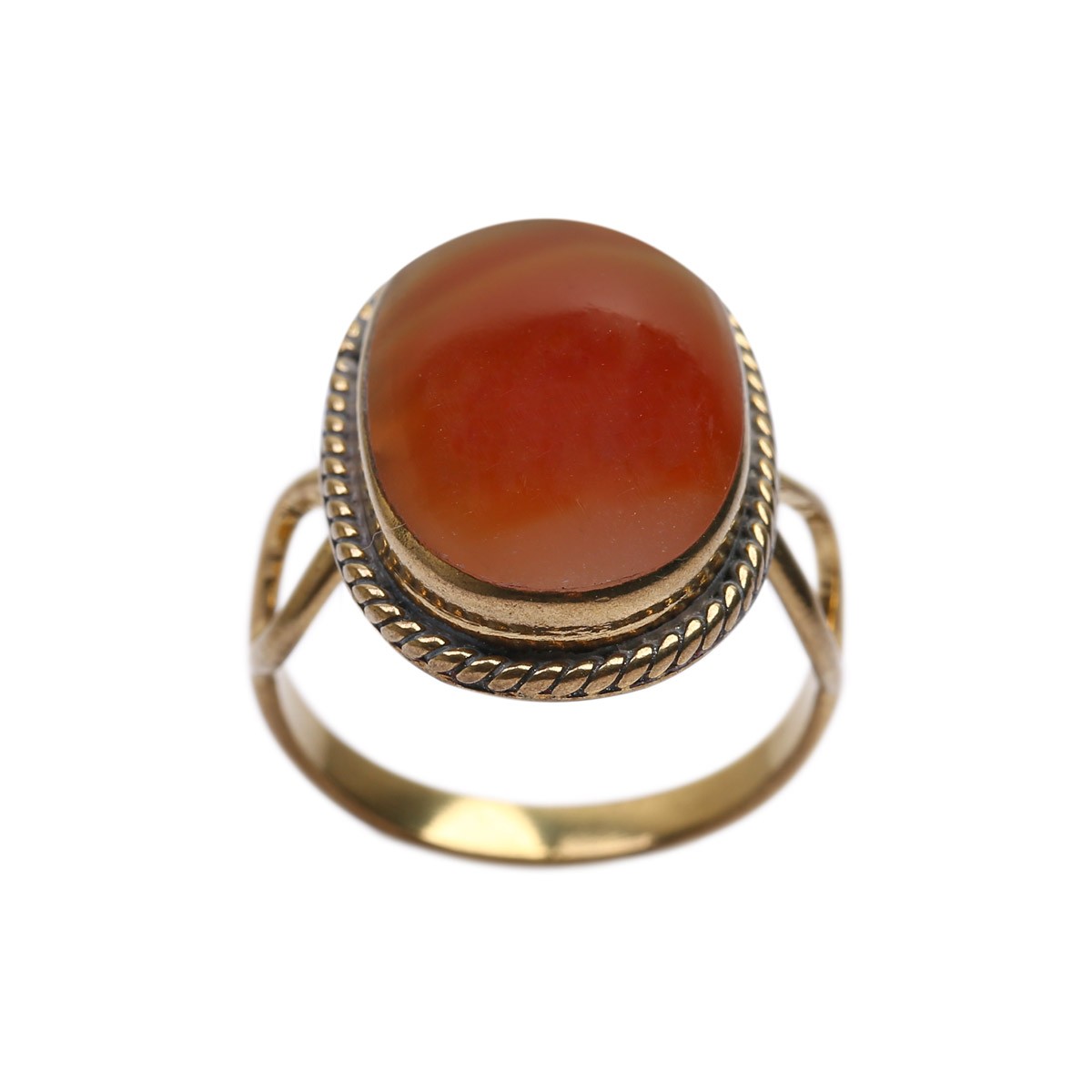 Red Agate Split Ring | Bronze Gold Plated Ring 2