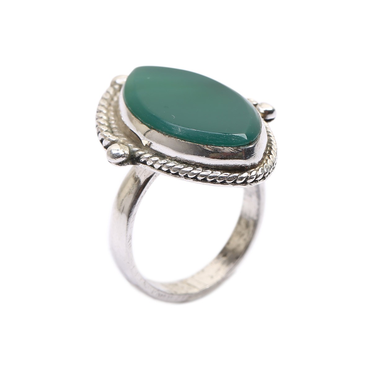 Green Agate Silver Ring | Gold Plated Marquise Ring 1