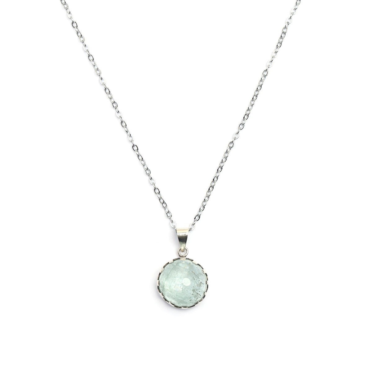 Aquamarine Silver Pendant | Round Drop Chain Locket 1