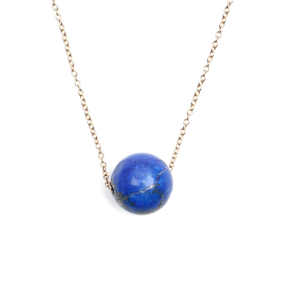 Lapis Single Bead Silver Pendant | Gold Plated Drop Locket 2