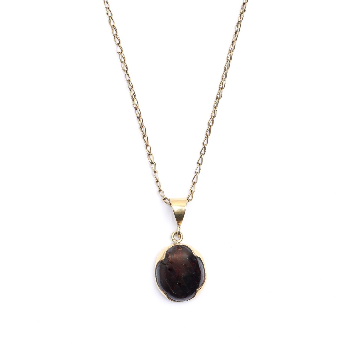 Garnet Drop Pendant| Bronze Chain Locket 1