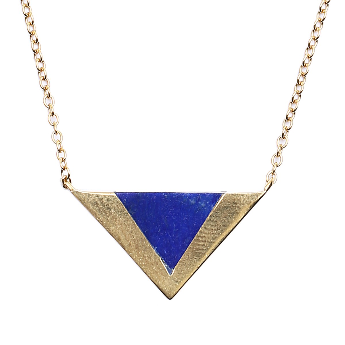 Lapis Lazuli Triangle Pendant | Gold Plated Silver Locket 2