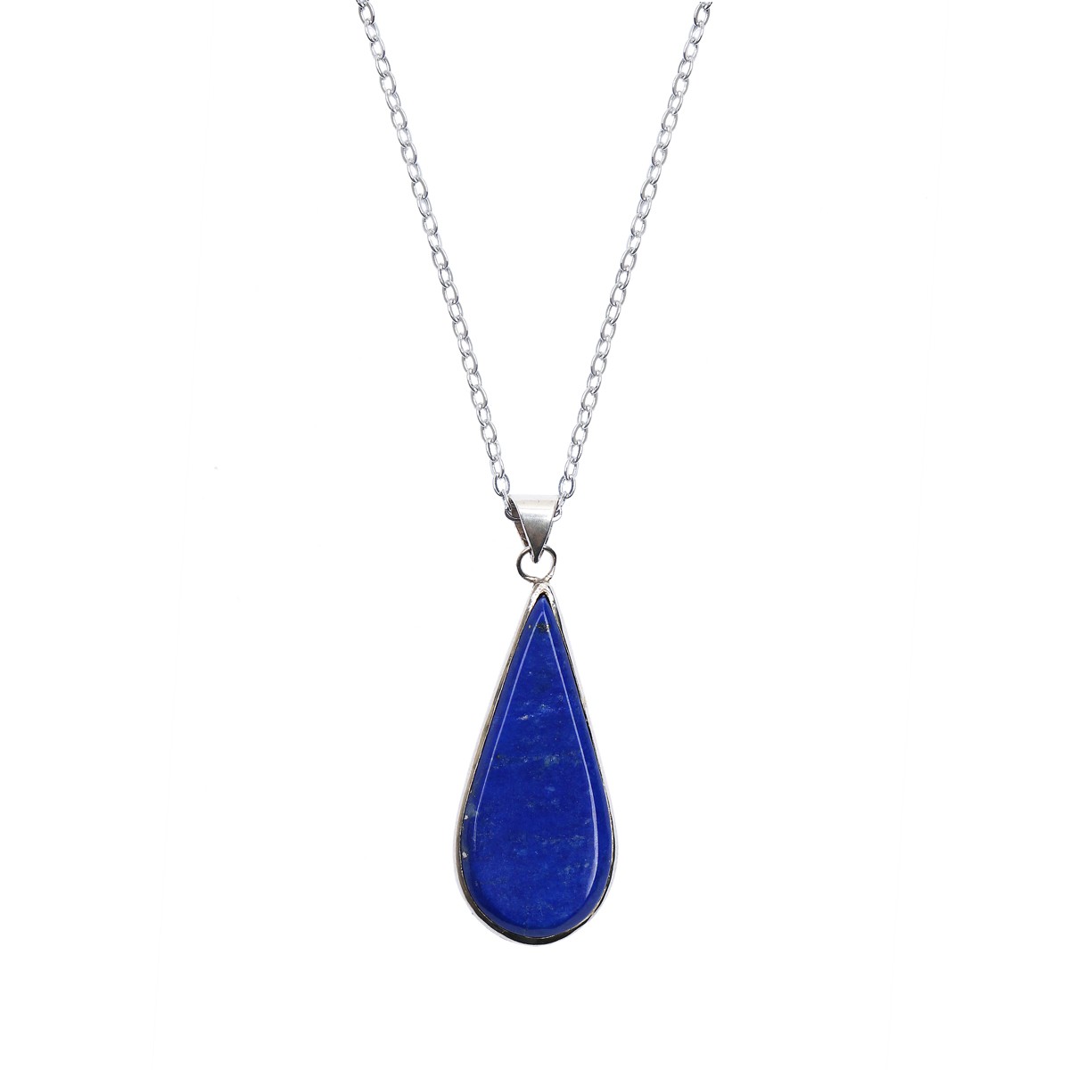 Silver Lapis Pear Pendant | Teardrop Silver Locket 1