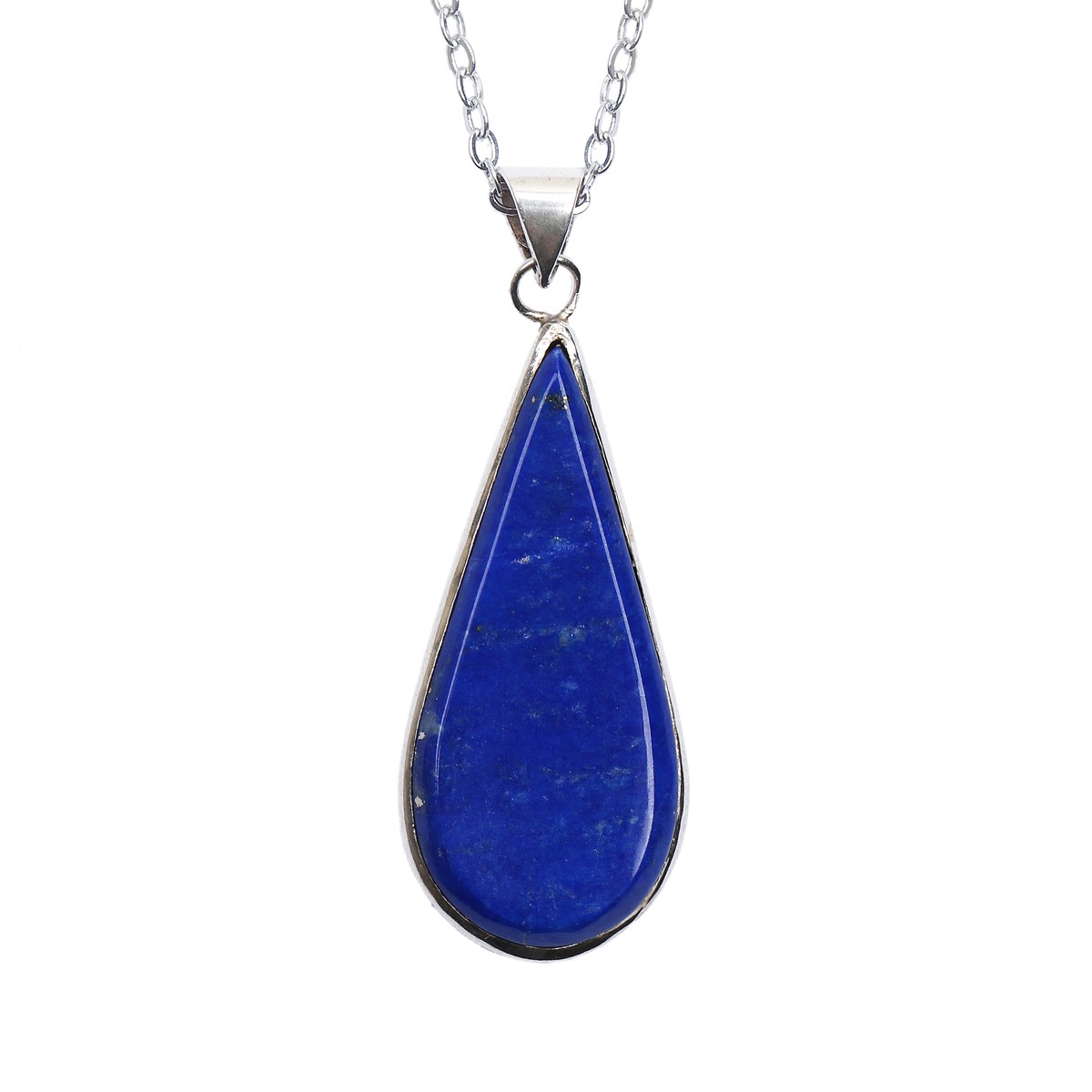 Silver Lapis Pear Pendant | Teardrop Silver Locket 2
